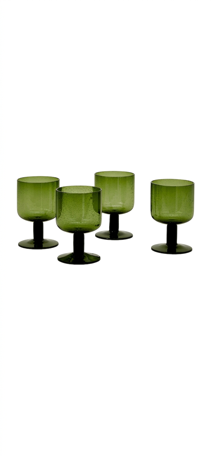 Copas Stemmed Simple Seeded en olive (set x4)