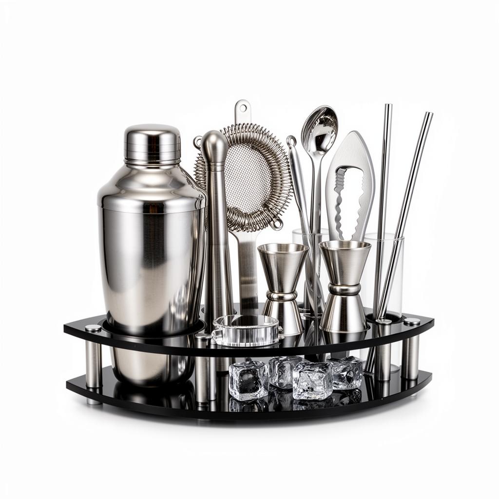 Kit coctelería bar con base acero inoxidable