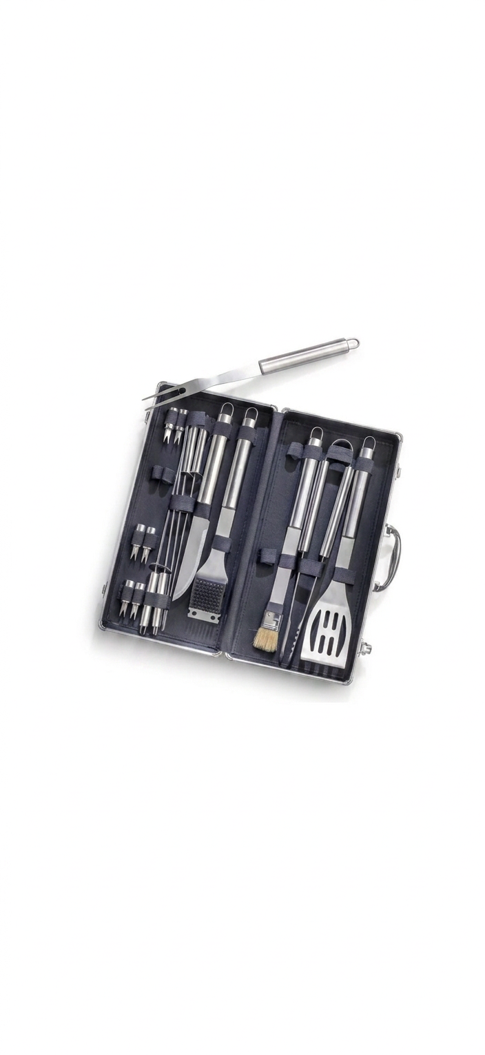 Set parrillero 18 piezas con estuche de aluminio